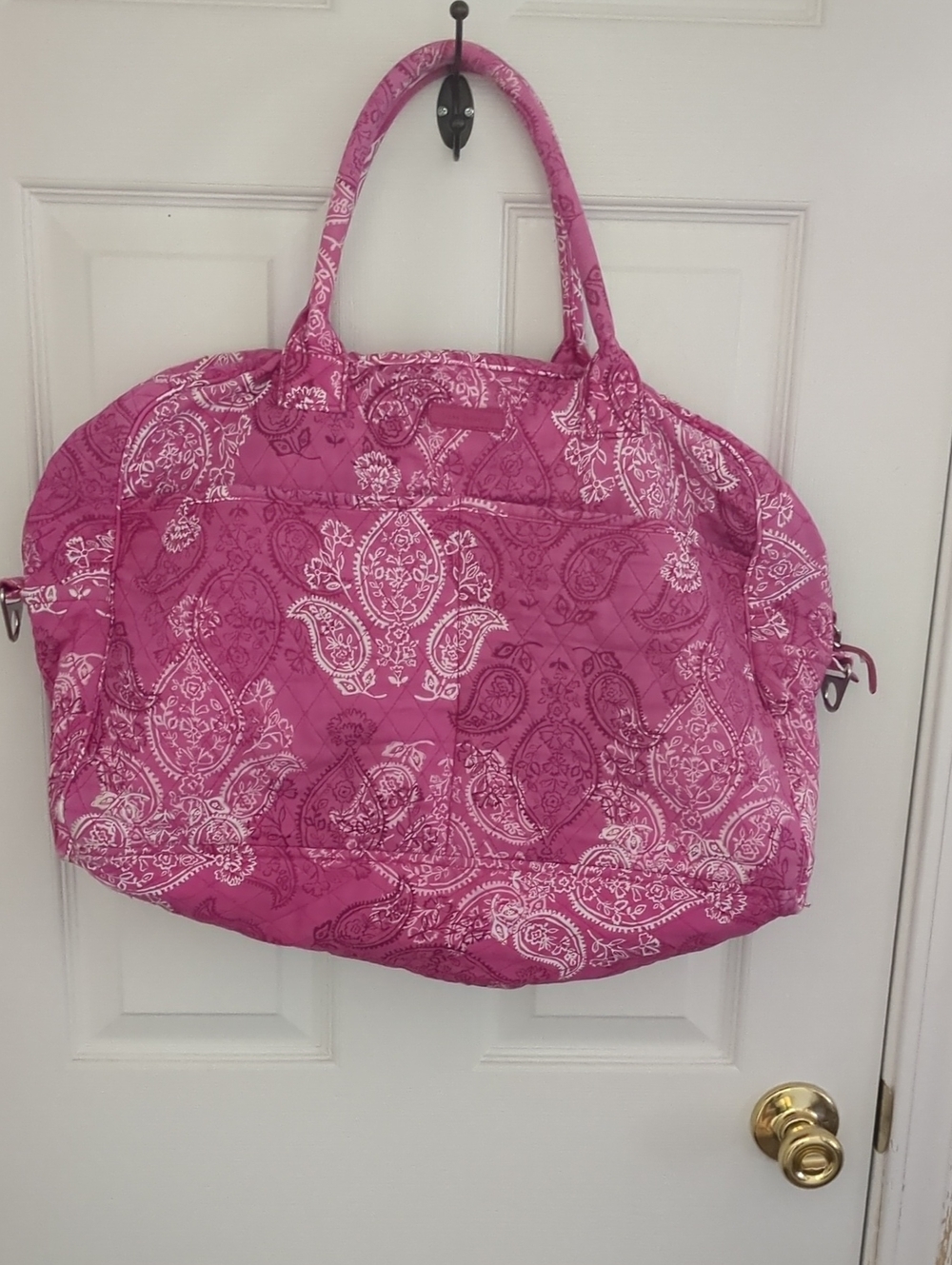 Vintage Vera Bradley Quilted Paisley Grand Traveler — “Twirly Birds Pink”